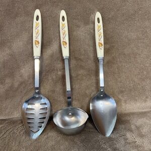 Set of 3 Vintage Androck Kitchen Utensils -Slotted Spoon - Serving Spoon - Ladle